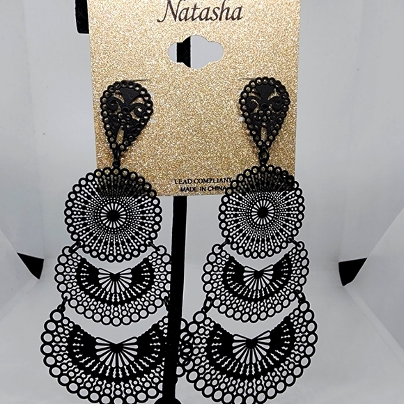 Natasha Couture Jewelry - Natasha black drop earrings